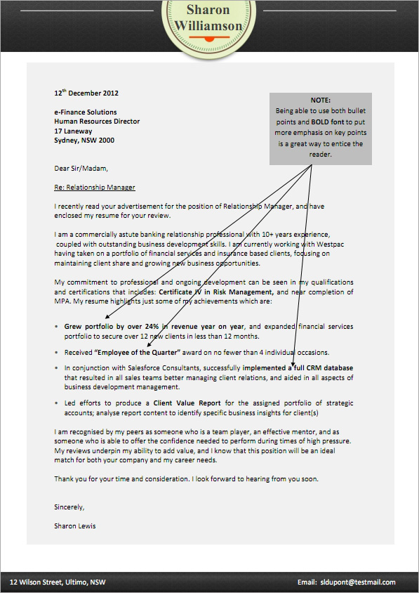 Creative writing cover letter examples